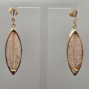 ✨2/$10✨ Clear Marquise Beaded Dangle Earrings Gold Leaf Drop Earrings